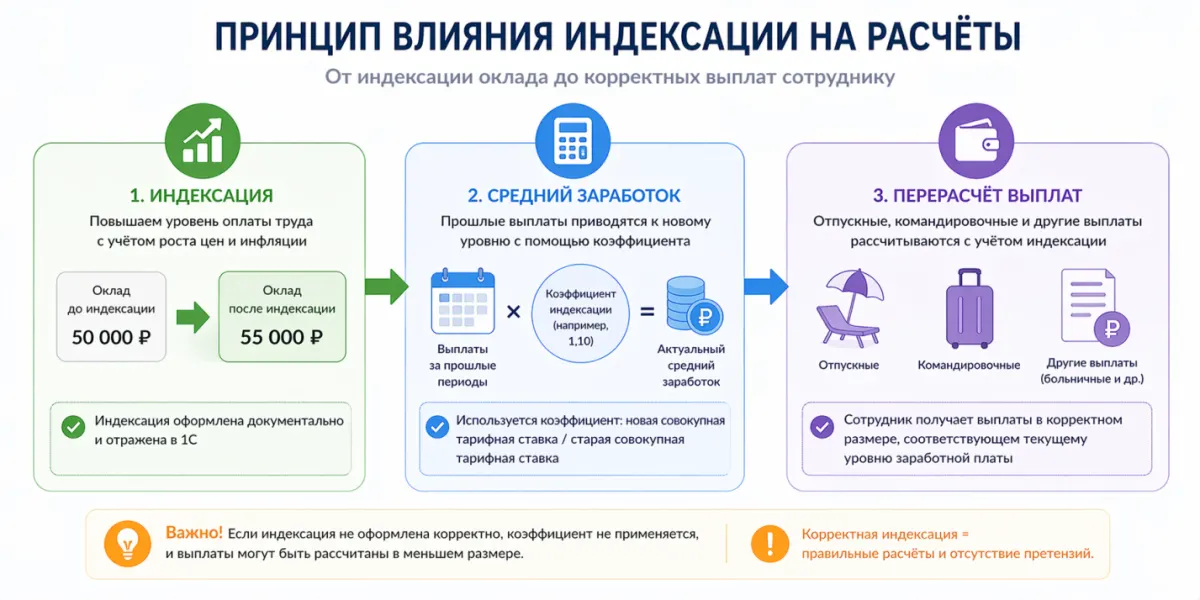 26 Индексация заработной платы в 1С:ЗУП: как она влияет на отпускные и средний заработок — скриншот 1